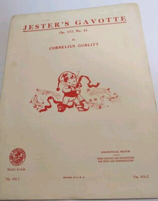 Jester's Gavotte for Piano Sheet Music Cornelius Gurlitt 1958