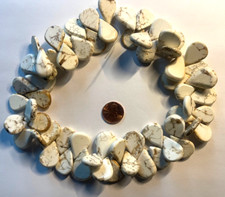 BEAUTIFUL POLISHED PRETTY PETAL STYLE WHITE/BROWN HOWLITE STRAND 15" WHOLESALE