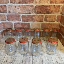 Vintage GERBER 1960s/70s Lot Of 10 Baby Food Jars w/ Lid Junior 4  Gerber Jars