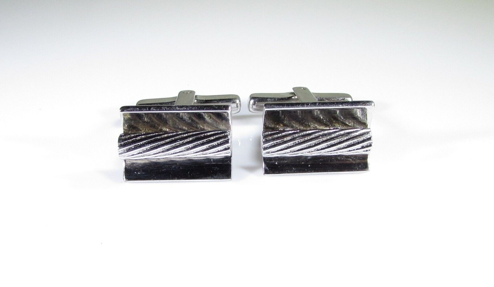 Silver Tone Cufflinks with Modernist Industrialis… - image 3
