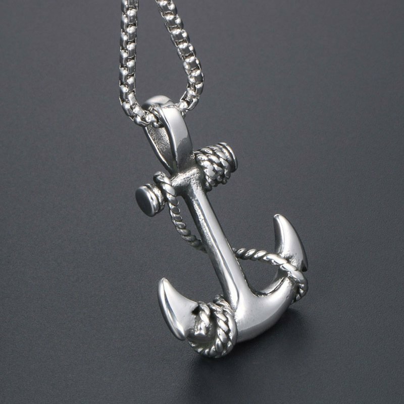 Stanless Steel Nautcal Beach Surfng Anchor Pendant Necklace Mens
