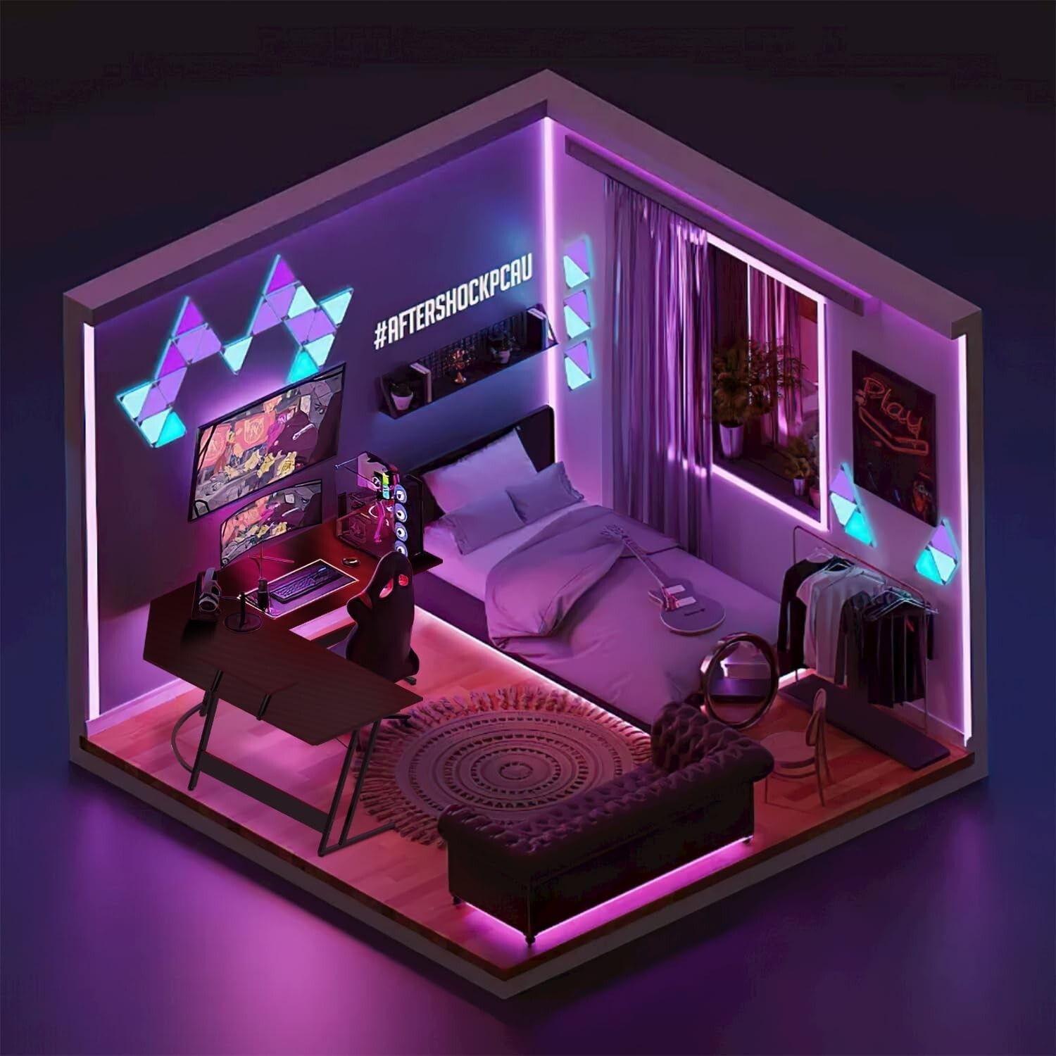 L Shaped Gaming Desk Corner Gaming Desk 130x130x75cm Corner Computer