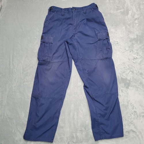 VTG Coastguard BDU Pants Small Short 30x30 Blue Nylon Ripstop Cargo Trousers
