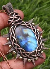 Labradorite Gemstone Copper Wire Wrapped Handmade Jewelry Pendant 1.93"