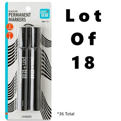 Pen+Gear Black Chisel Tip Color Permanent Marker - 2 Count, Lot of 18 (36 Total)