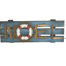 Glitzhome Wooden Nautical Beach Christmas Holiday Noel Sign New!