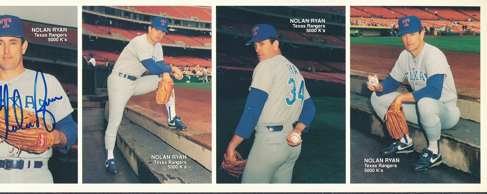 Nolan Ryan Rangers Signed 4x11.5 Card Sheet Autograph Auto PSA/DNA AF92735