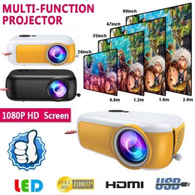 Mini Projektor Tragbarer LCD 1080P HD Mobiler Beamer 2000 Lumen mit Ständer DE