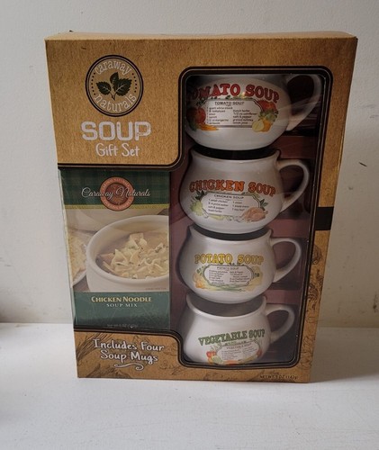 Caraway Naturals Soup Gift Set With Soup 4 Soup Mugs / Bowls Exp July 31 2021 44219008280 | Ebay