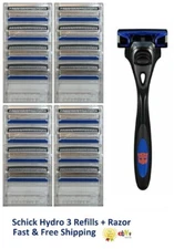 16 Schick Hydro 3 Razor Blades Hydro3 Refills Cartridges Metal Shaver Handle 4 8