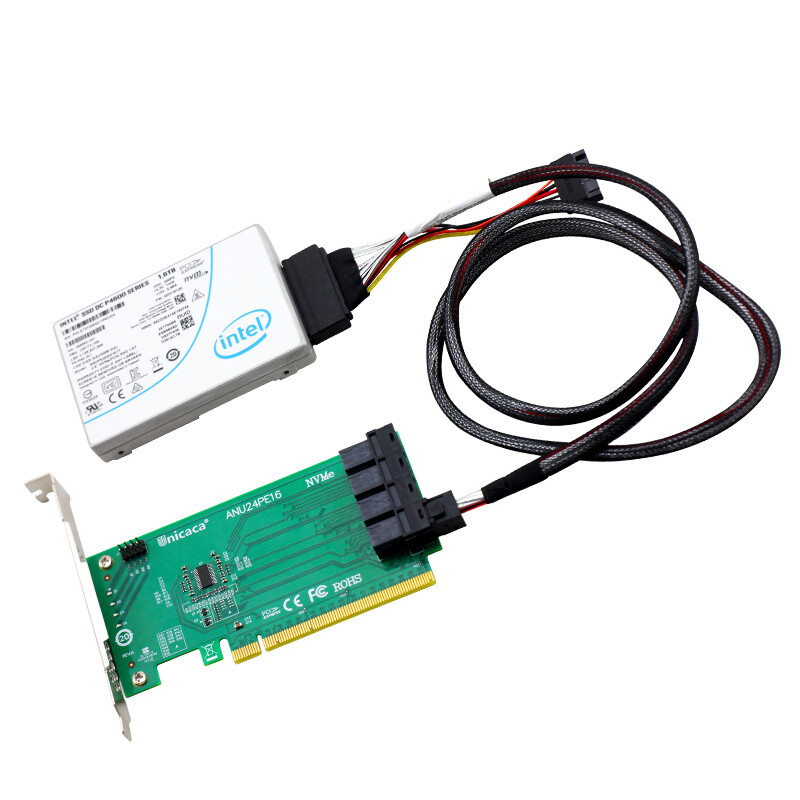 NVMe SSD SFF8643 to SFF-8639 NVMe with Cable PCIe x16 Quad