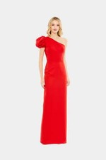 Mac Duggal 49630 ONE SHOULDER PUFF SLEEVE GOWN Sz 4 Red