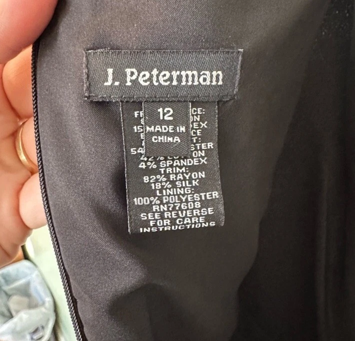 Vestido midi de fiesta J. Peterman negro sin mangas mezcla de seda lentejuelas talla 12 Foto 4 de 4