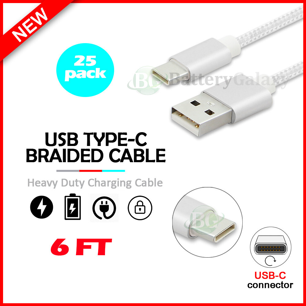 25ft USB-C Braided Charging Cable for Samsung Galaxy S20 FE Z Flip Z Fold 2-image