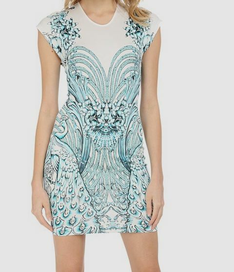 just cavalli silver dress JUST CAVALLI V-Neck Metallic Studded Sheer Sleeve Gown / New With Tags