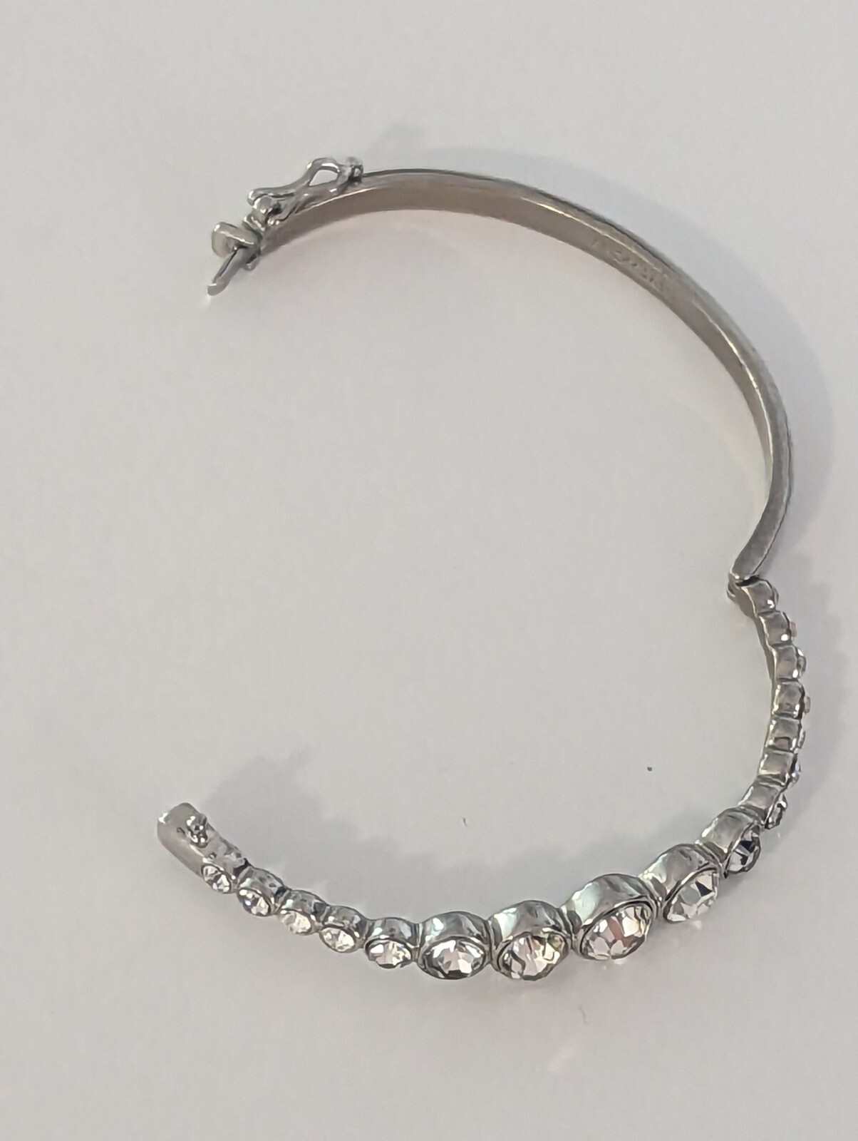 Givenchy Silver Crystal Hinged Bangle Bracelet - image 4