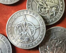 X2 Baphomet Coin Set, Satanic Coin, Occult Items