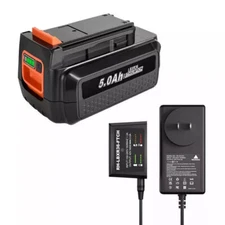 40V 5.0Ah Li-Ion Battery/Charger for Black & Decker 40 Volt Max LBX2040 LBXR36