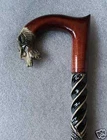 Wild Wolf Gorgeous Hand Carved Wooden Linden Walking Stick Cane Folk Art Ukraine