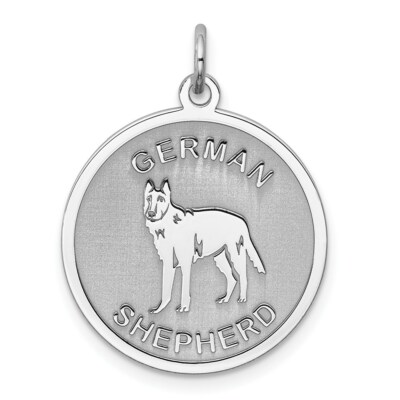 925 Sterlingsilber Deutscher Schäferhund geätzte Scheibe Charm Anhänger 1,02 Zoll