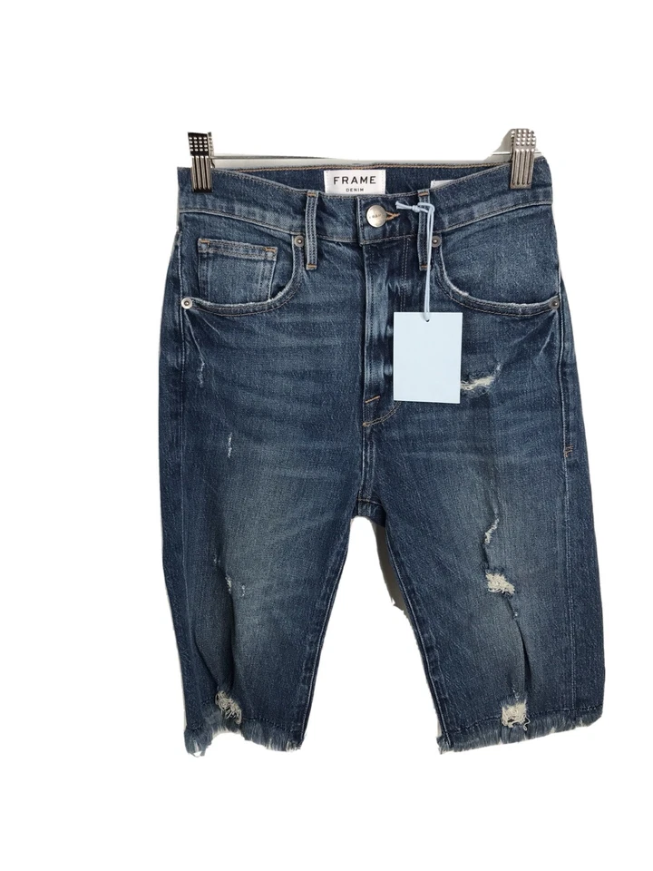 Новая рамка джинсовой ткани Le винтажный Бермуды шорты средний стирка размер 24 новый с Ярлыками искусственно состаренный
