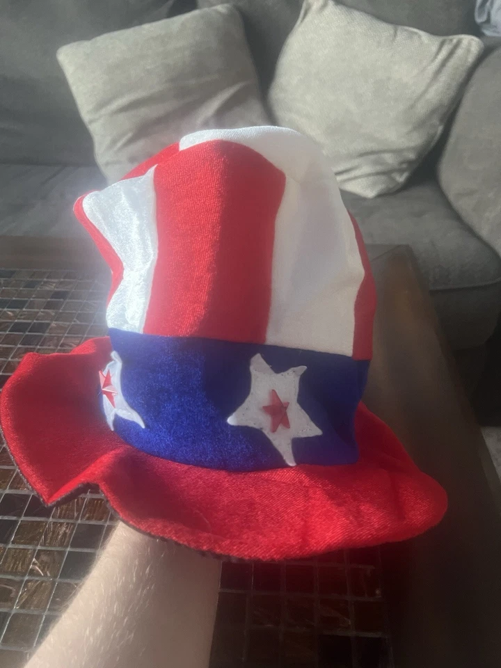Sombrero Tío Sam Alto Rojo Blanco y Azul Foto 2 de 4