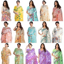 Women's Cotton Jacquard Saree With Unstitched Blouse Piece