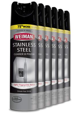 Weiman Stainless Steel Cleaner and Polish - 17 Ounce (6 Pack) - Protects
