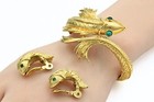 Superb Monet Signed Designer Limited Edition Dragon Koi Fish Bangle Bracelet Set