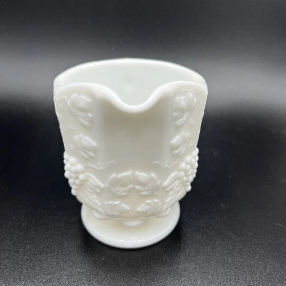 Vtg. Westmoreland Milk Glass Creamer. Paneled Grape. Footed. - Image 3 of 4