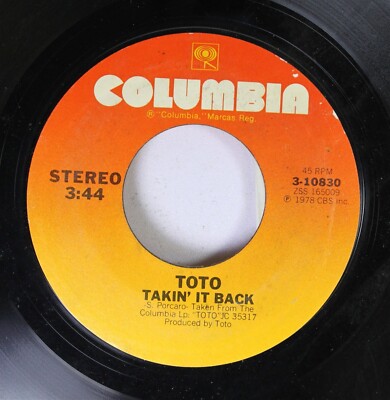 Rock 45 Toto - Takin' It Back / Hold The Line On Columbia