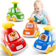 Press and Go Car Toys for Toddlers 1-3, 4 Pack Animal Baby Car Toys for 1 2 Y...
