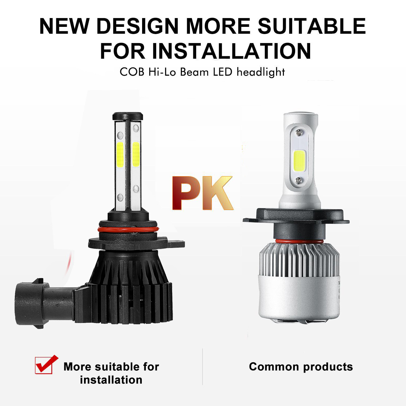 4Side 9012 HIR2 LED Headlight Bulbs Kit Hi/Low Beam Super Bright White