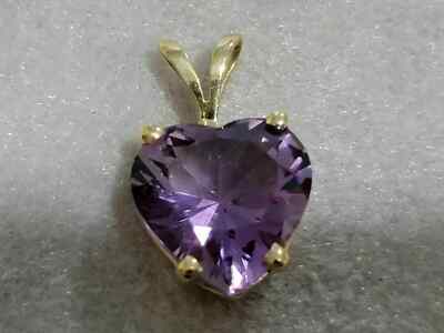 4Ct Heart Cut Lab-Created Amethyst Heart Pendant Neckless 14k Yellow Gold Plated