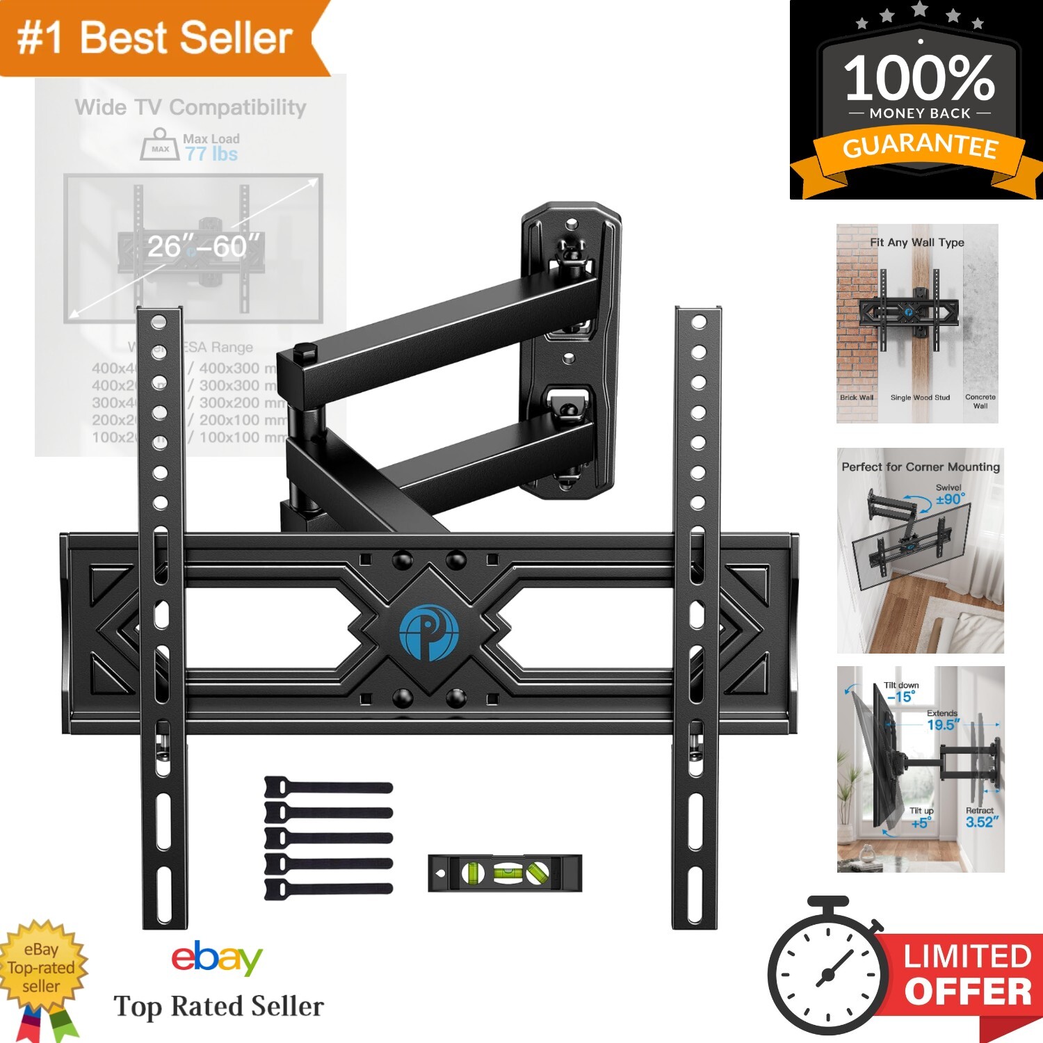 Robust Alloy Steel Articulating TV Wall Mount for Easy Installation & Adjustment
