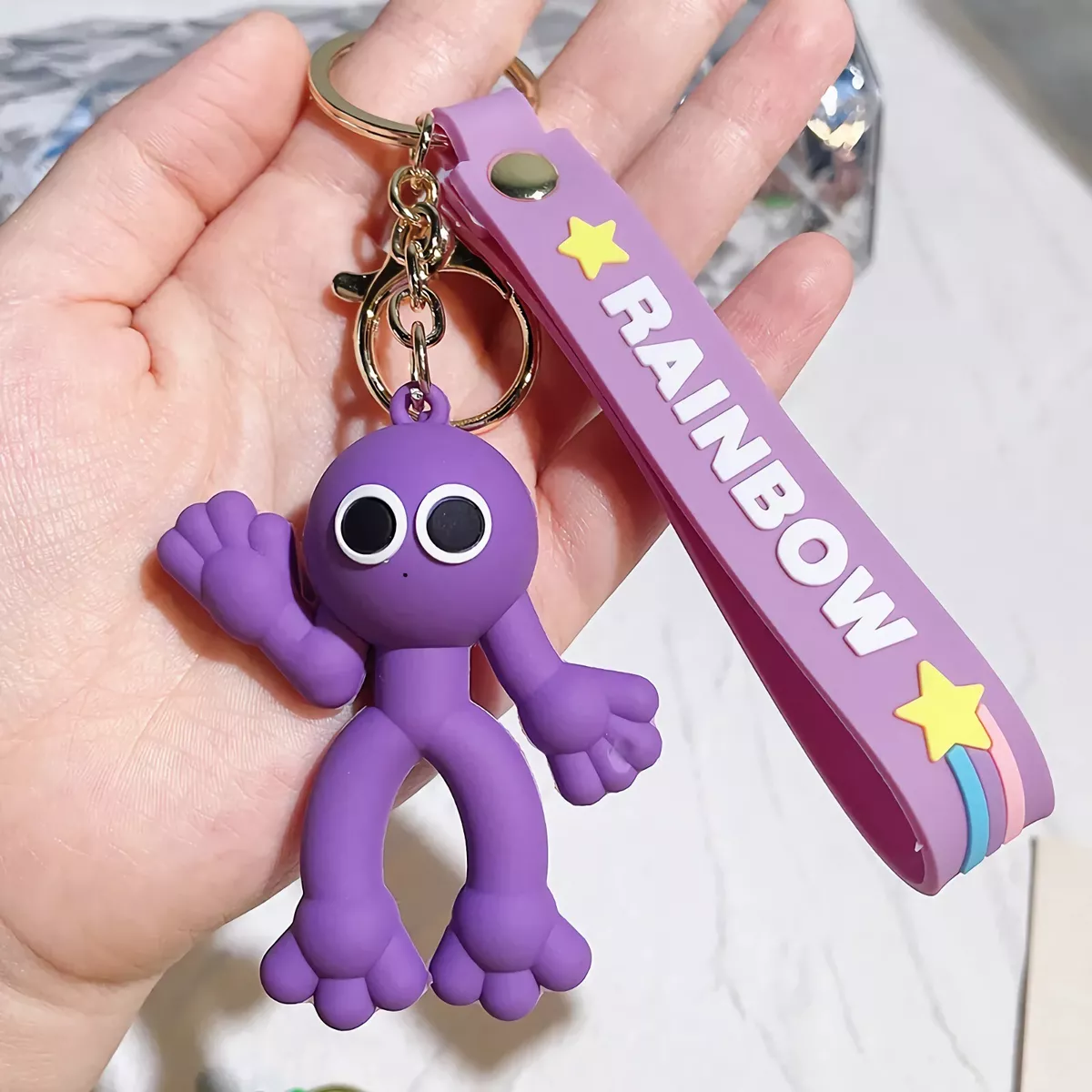 Rainbow Friends Keychaintoys,cute Kawayii Cartoon Purple Green Blue Gifts  Pendant Toy,christmas For Kids And Boy Girl