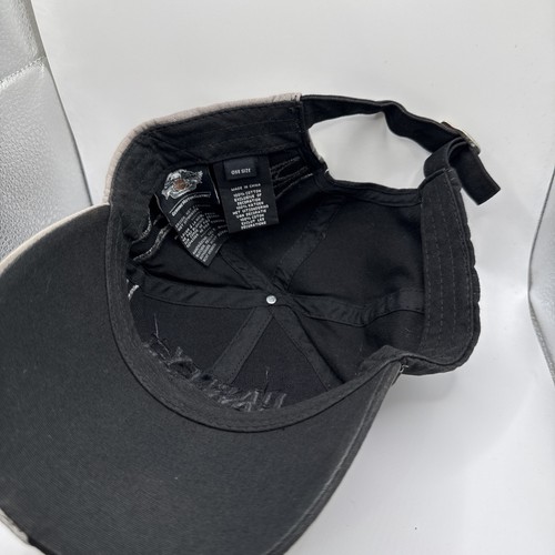 Vintage Distressed Harley Davidson Gray Side Flames Strapback Black OS Biker - Bild 5 von 6
