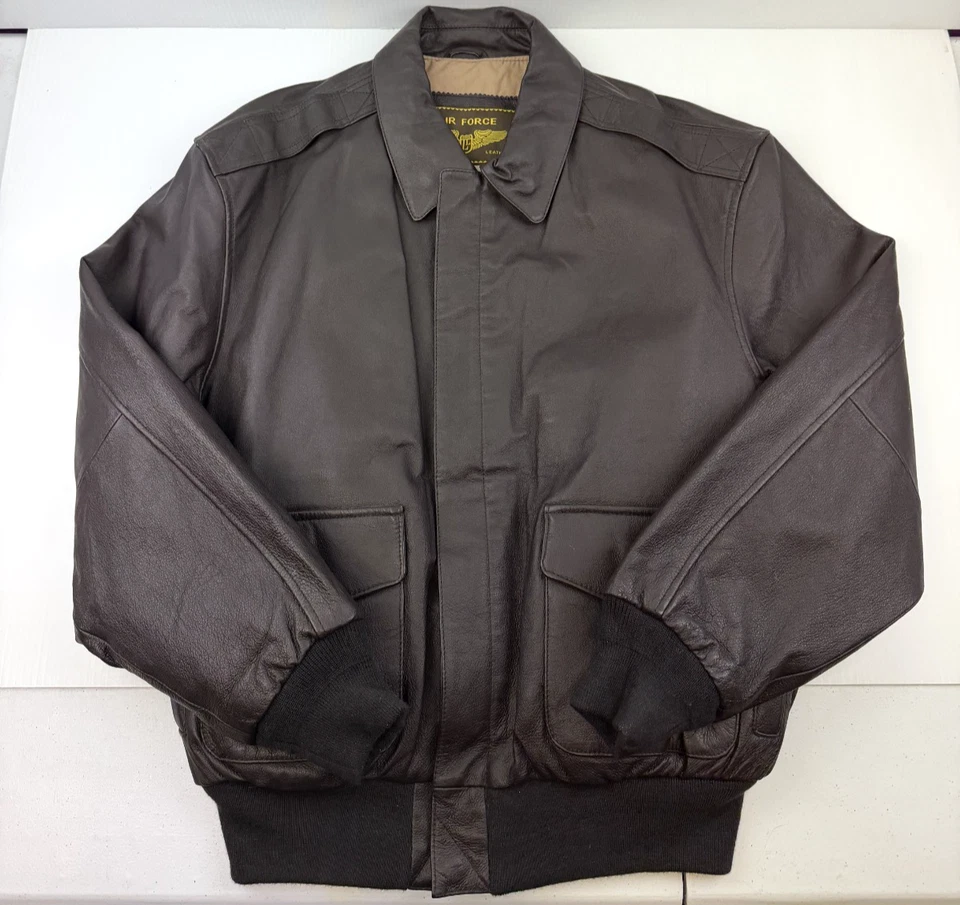 Vintage Air Force Men’s Brown Landing Leathers  Bomber Jacket Size Medium M - Image 2 of 4