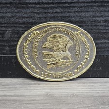 Vintage North American Hunting Club Belt Buckle Life Member Gold Silver Tone