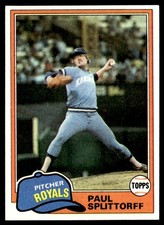 1981 Topps Paul Splittorff Kansas City Royals #218