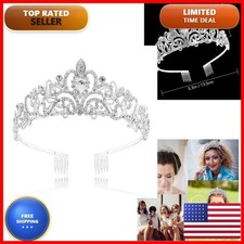 NODG Silver Crystal Tiara for Women Princess Bride Bridal Wedding with Combs