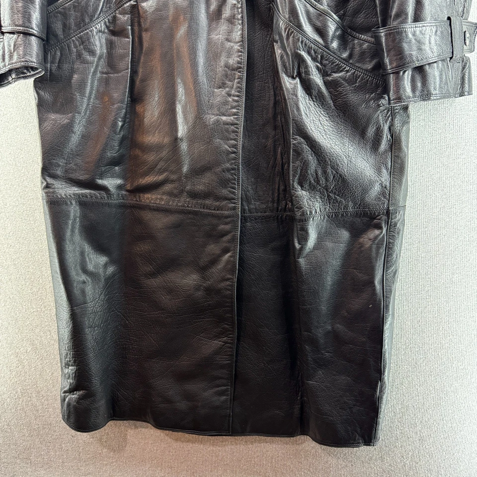 Trench coat masculino de couro vintage Pelle Pelle 40 longo casaco pesado Marc Buchanan anos 90 - Imagem 3 de 4