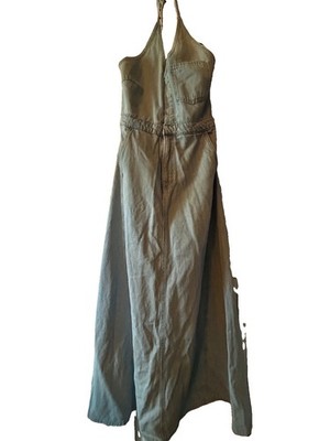 Universal Thread Denim Halter Dress Size 8 Light Wash Open Back Boho Festival