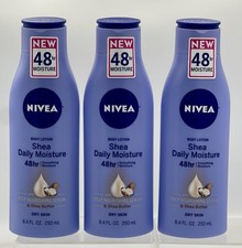 Lot of 3 NIVEA Body Lotion Shea Daily Moisture 48Hr Hydration 8.4 oz Each