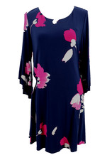 Lauren Ralph Lauren Jersey 3/4 Flutter Sleeve Womens 12 Navy Floral Wedding New