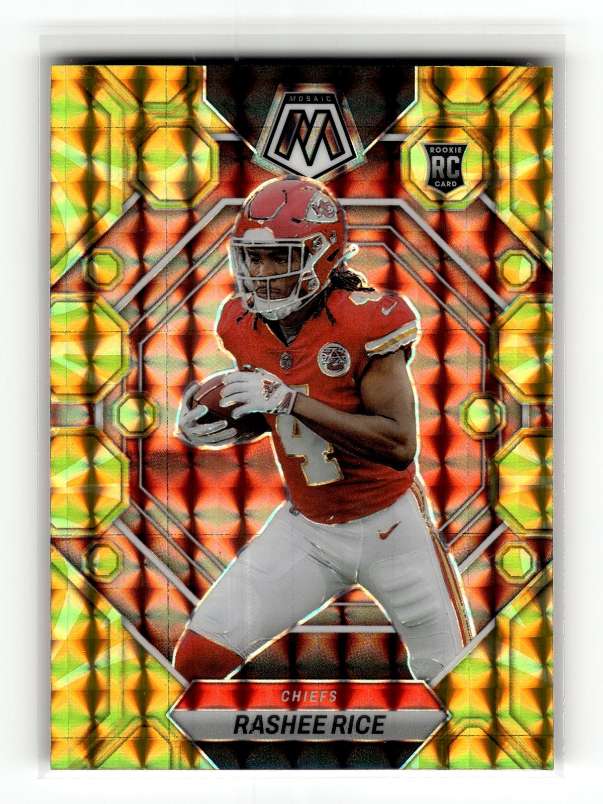 Rashee Rice 2023 Panini Mosaic #357 Rookie Chiefs Reactive Yellow Mosaic RC