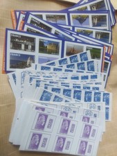Lot 55 timbres monde NEUFS autocollants à validité permanente 20 g carnets tvp