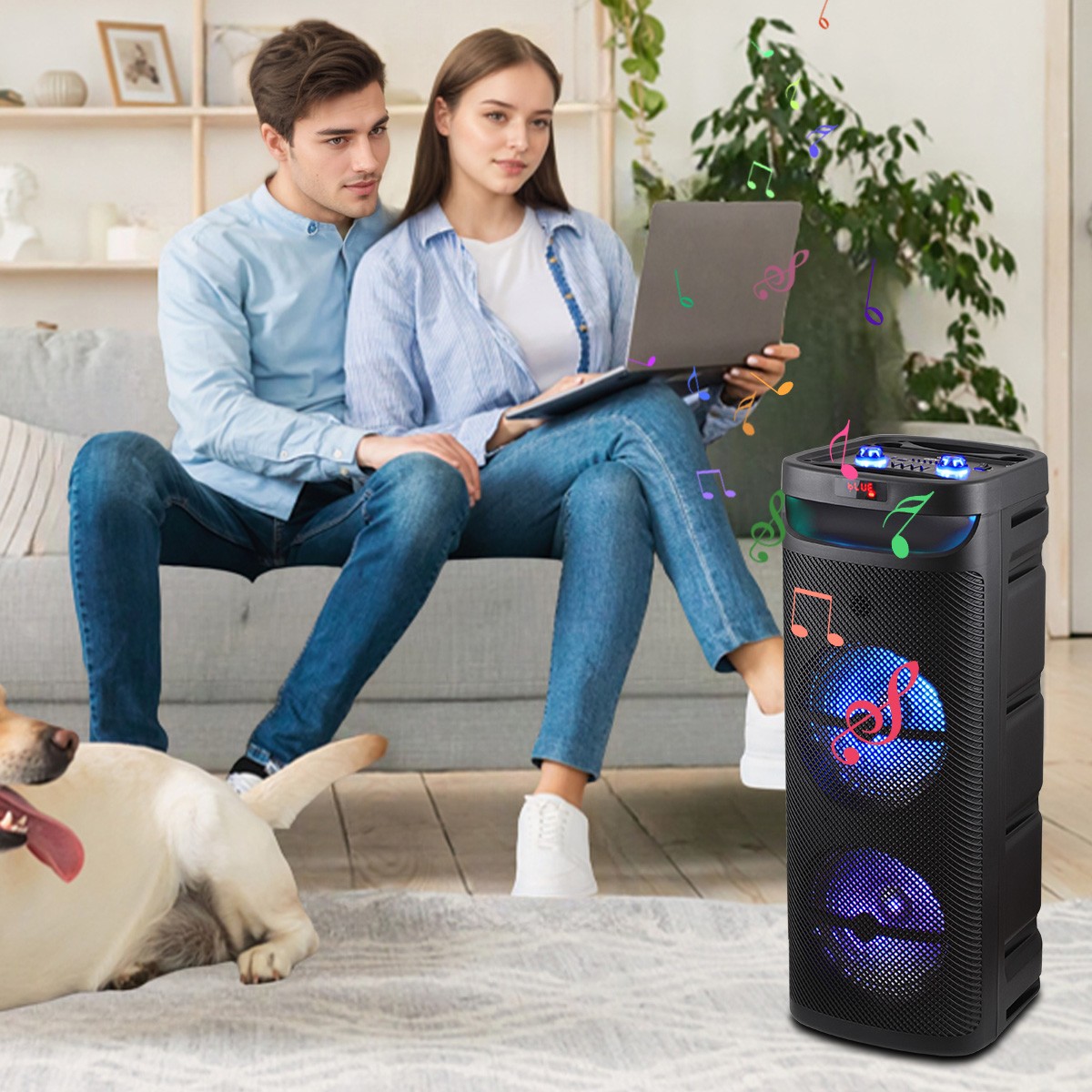 Dual 10" Subwoofer Portable Bluetooth Speaker Heavy Bass Sound System Party +Mic