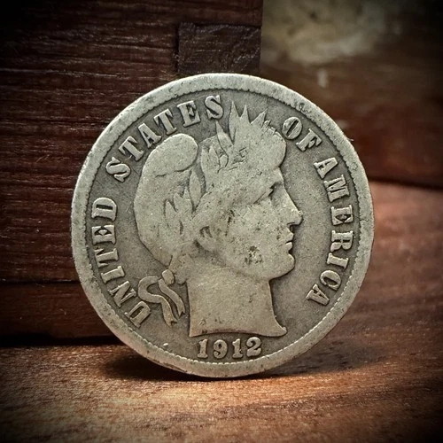 1912-D Barber Dime Silver 10C US Coin Good Details - 90% Silver