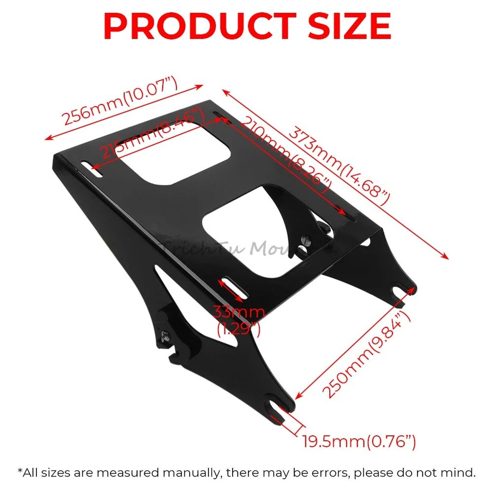 Steel Detachable Two Up Pack Mounting Rack For Harley Touring 2009-2013 Black - Image 2 of 4